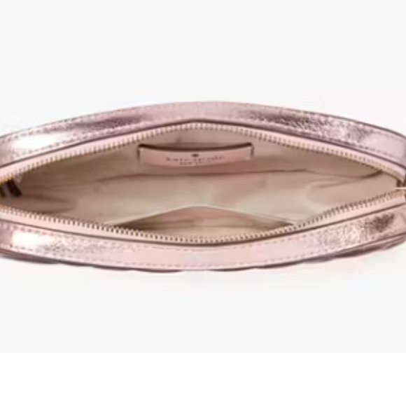 Kate Spade Glimmer Quilted Metallic Mitten Pink LEATHER Boxed Crossbody … - Picture 7 of 14